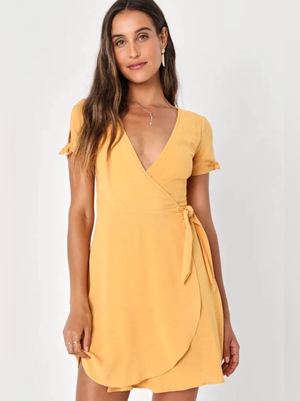 Lulus My Philosophy Golden Yellow Wrap Dress
